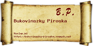 Bukovinszky Piroska névjegykártya